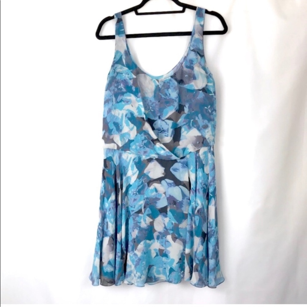 L.K. Bennette Silk Sleeveless Print Blue Dress 4
